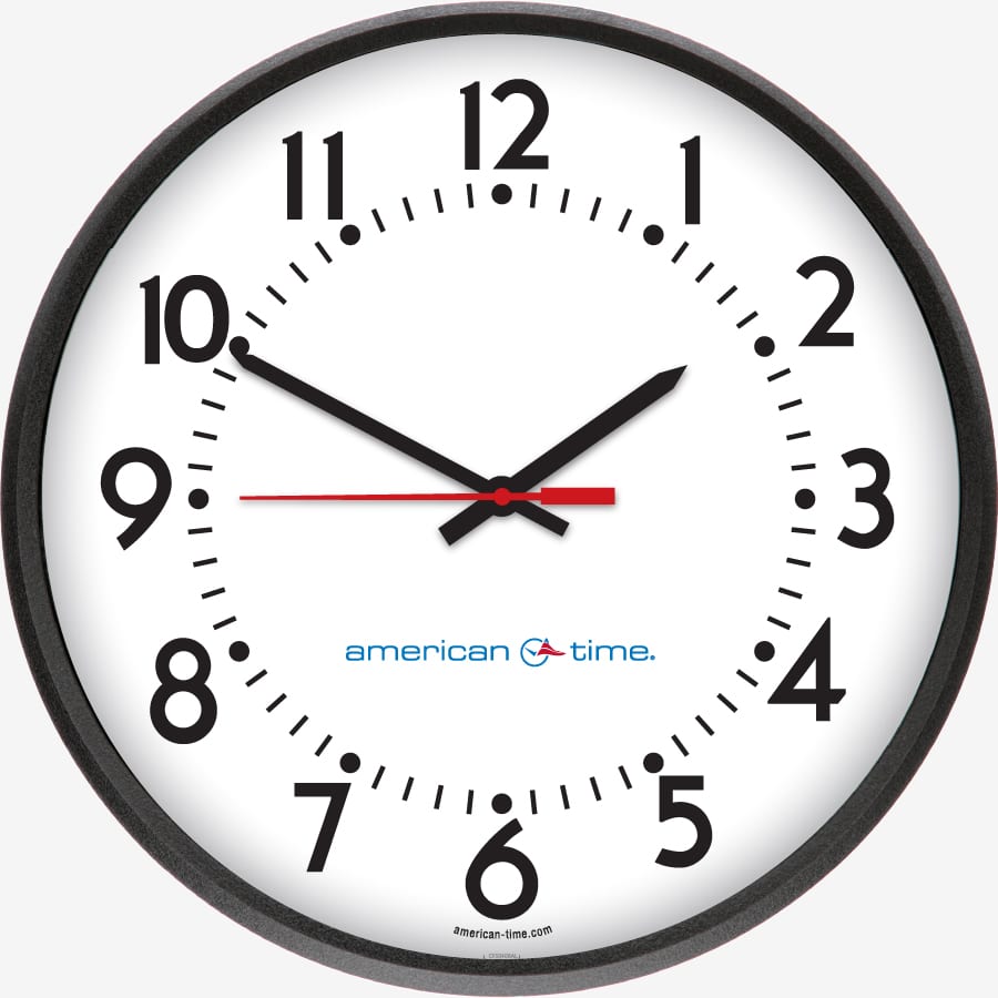 12'' AllSet Auto Daylight Saving Time 110-VAC Round Wall Clock (Black  Steel, Dial 04)