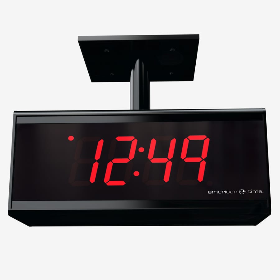 American Time & Signal - SQD442RCB - SiteSync IQ Wireless Digital Clock, 4 Red 4-Digit, Double-Face Ceiling-Mount, 24V Molex Plug