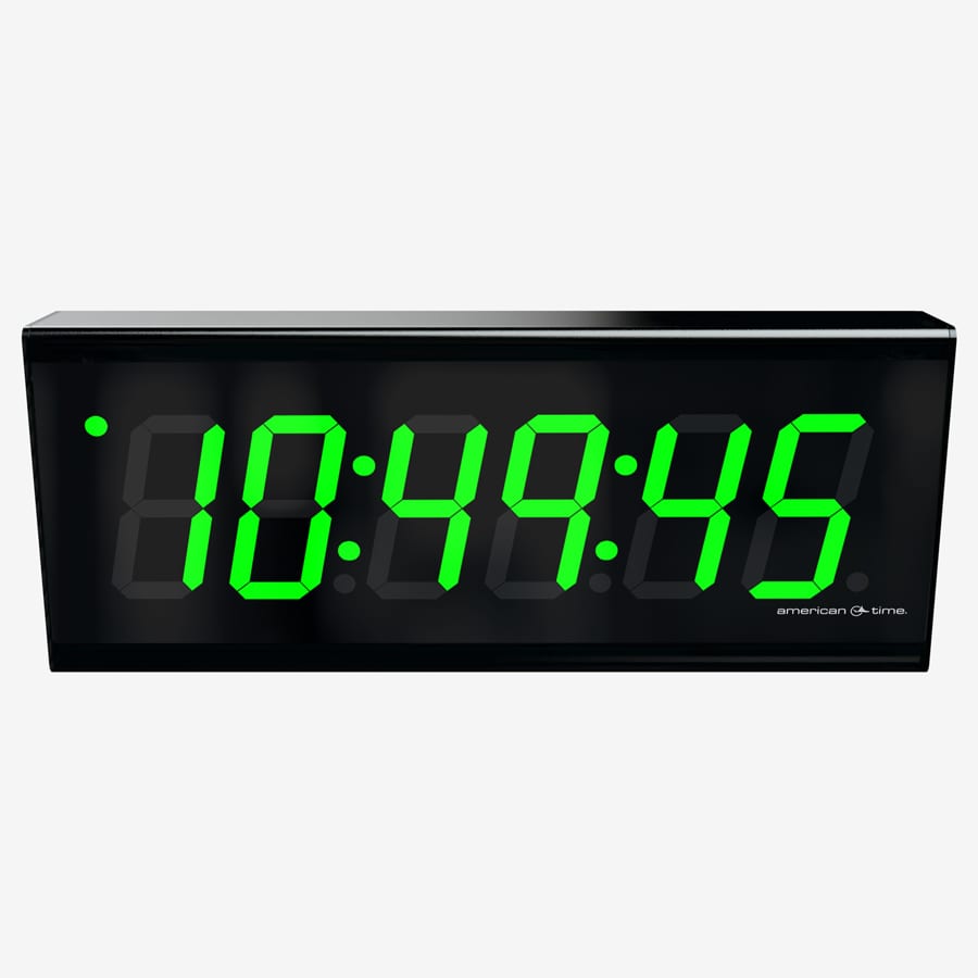 SiteSync IQ Wireless Digital Clock, 4 Green 6-Digit, Surface-Mount, 220V  60Hz Molex Plug, w/ Countdown Circuit