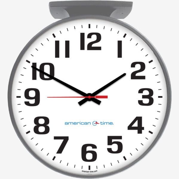 15'' AllSet Auto Daylight Saving Time Battery-AA Round Double Dial Ceiling Clock (Gray Steel, Dial 01)