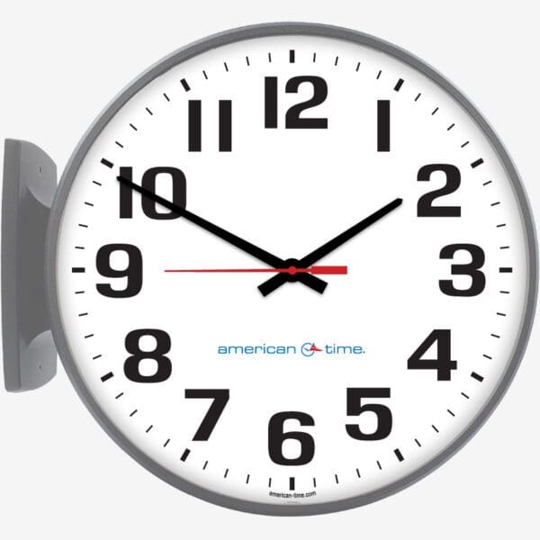 15'' AllSet Auto Daylight Saving Time 120V Round Double Dial Wall Clock (Gray Steel, Dial 01)