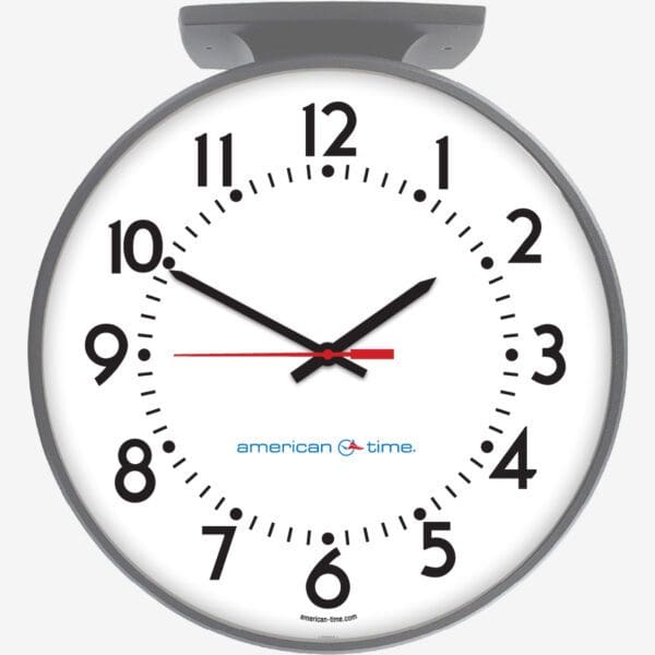 15'' AllSet Auto Daylight Saving Time Battery-AA Round Double Dial Ceiling Clock (Gray Steel, Dial 04)