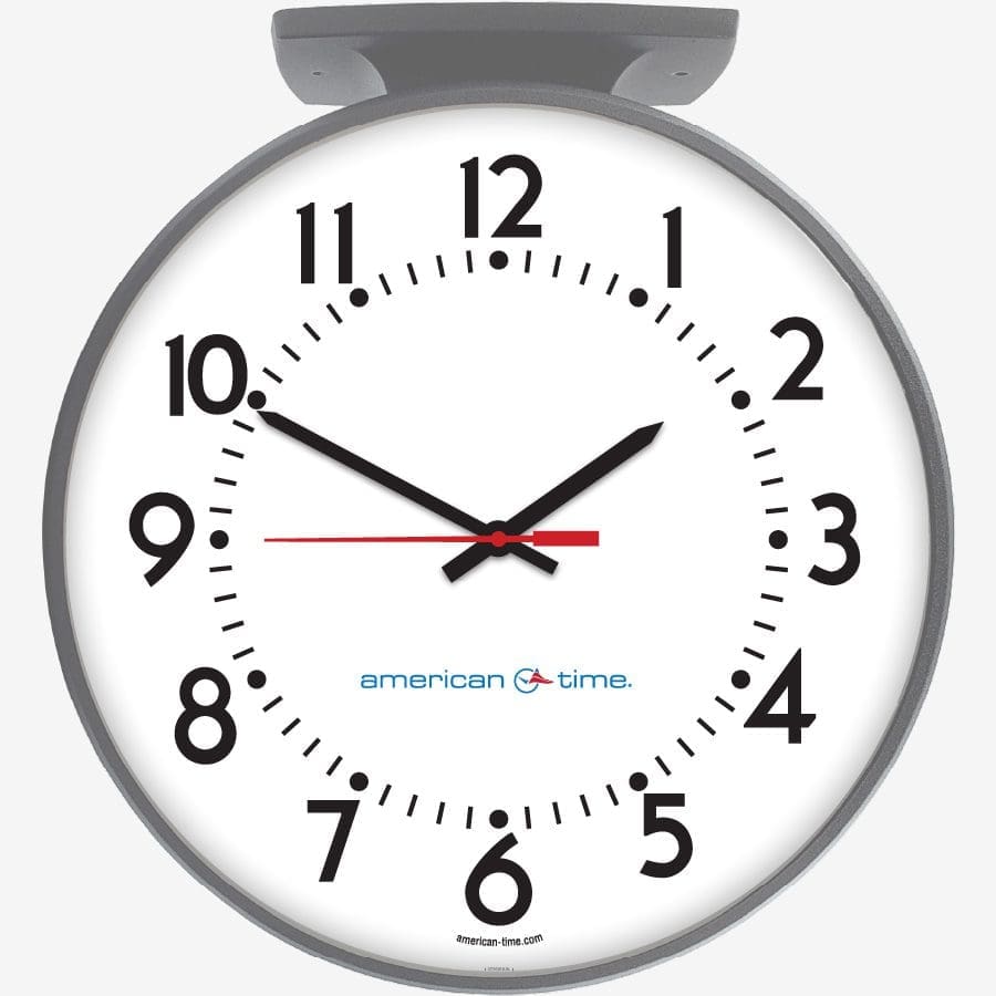 15'' SiteSync IQ 24V Round Double Dial Ceiling Clock (Gray Steel, Dial 04)