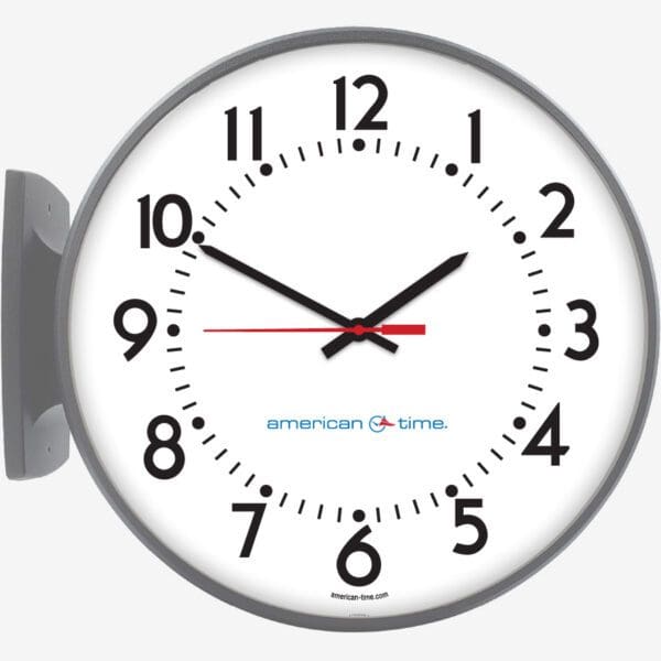 15'' AllSet Auto Daylight Saving Time 120V Round Double Dial Wall Clock (Gray Steel, Dial 04)
