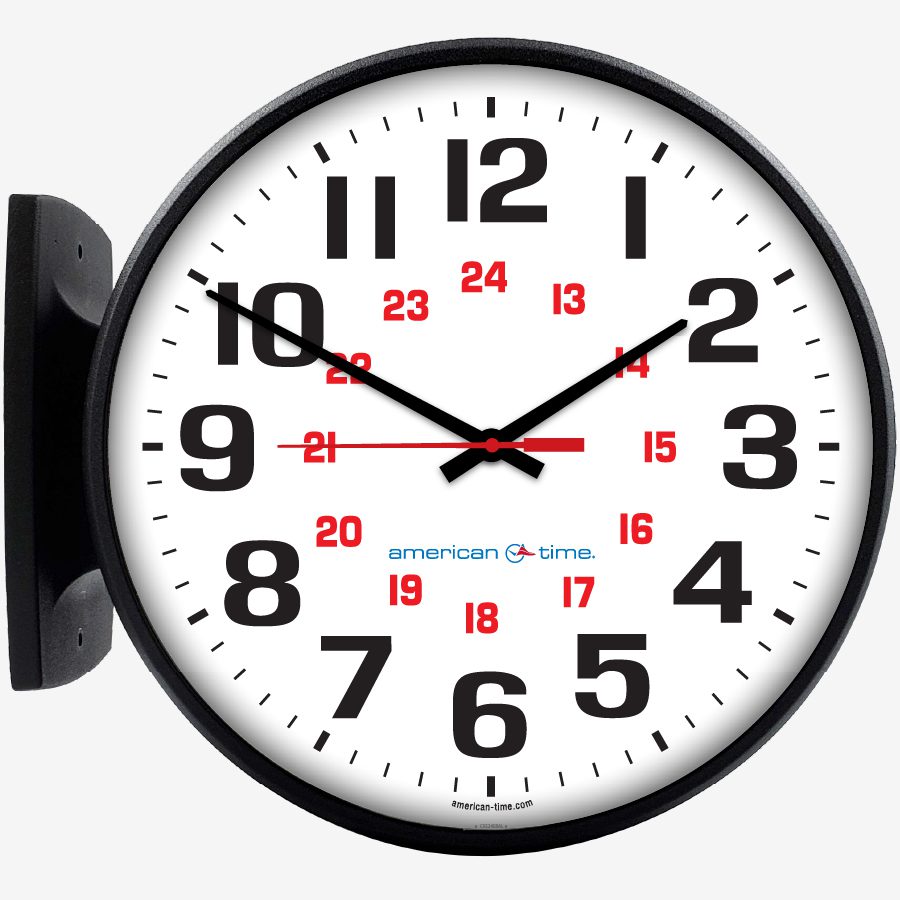 12'' Wi-Fi 120V Round Double Dial Wall Clock (Black Steel, Dial 24)