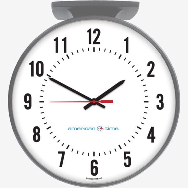 15'' AllSync IQ 120V Round Double Dial Ceiling Clock (Gray Steel, Dial 32)