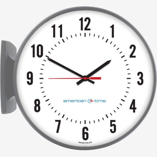 15'' AllSync IQ 120V Round Double Dial Wall Clock (Gray Steel, Dial 32)