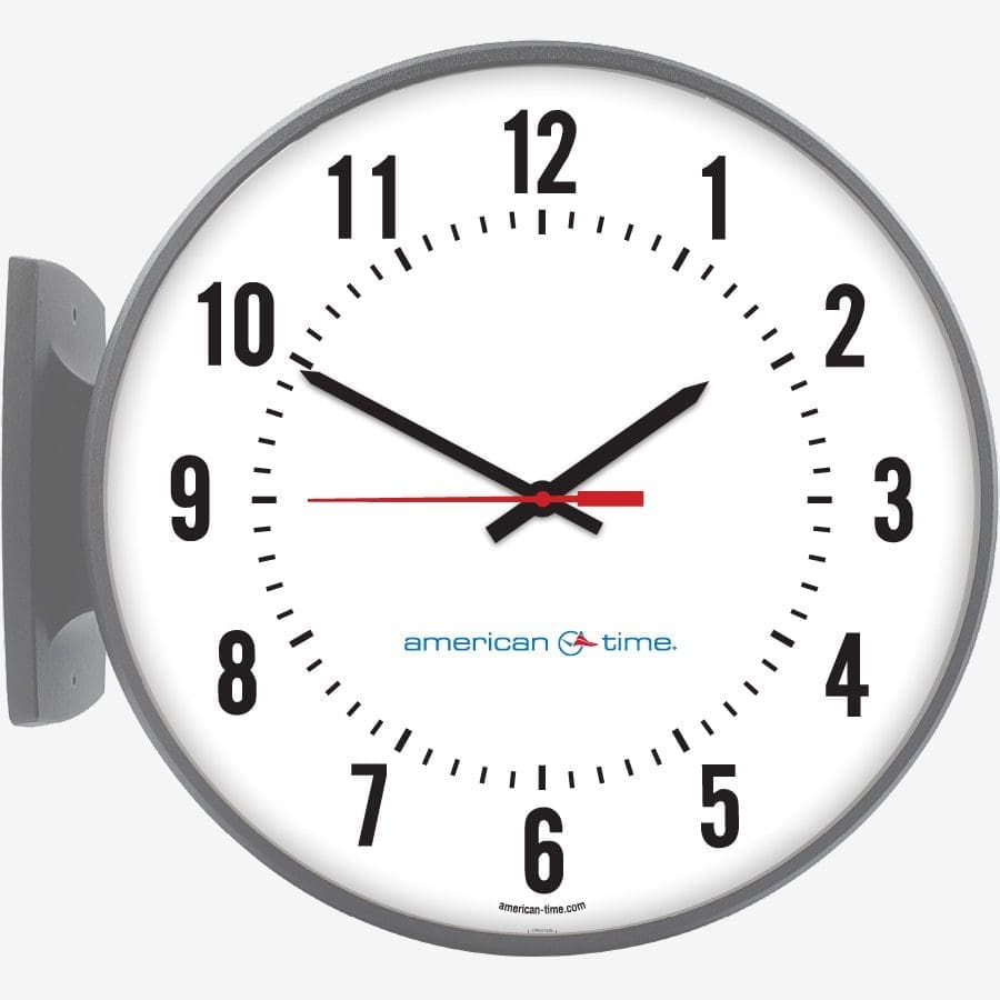 15'' AllSync IQ 24V Round Double Dial Wall Clock (Gray Steel, Dial 32)