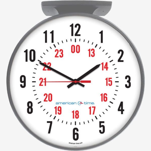 15'' AllSync IQ 120V Round Double Dial Ceiling Clock (Gray Steel, Dial 33)