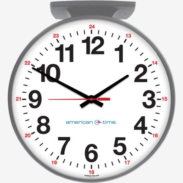 15'' AllSet Auto Daylight Saving Time Battery-AA Round Double Dial Ceiling Clock (Gray Steel, Dial 34)
