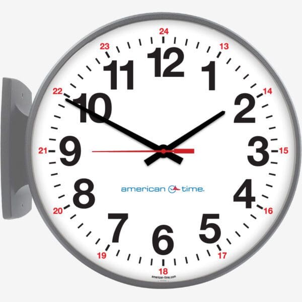 15'' AllSet Auto Daylight Saving Time 120V Round Double Dial Wall Clock (Gray Steel, Dial 34)