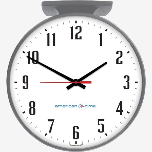 15'' AllSync IQ 120V Round Double Dial Ceiling Clock (Gray Steel, Dial 89)