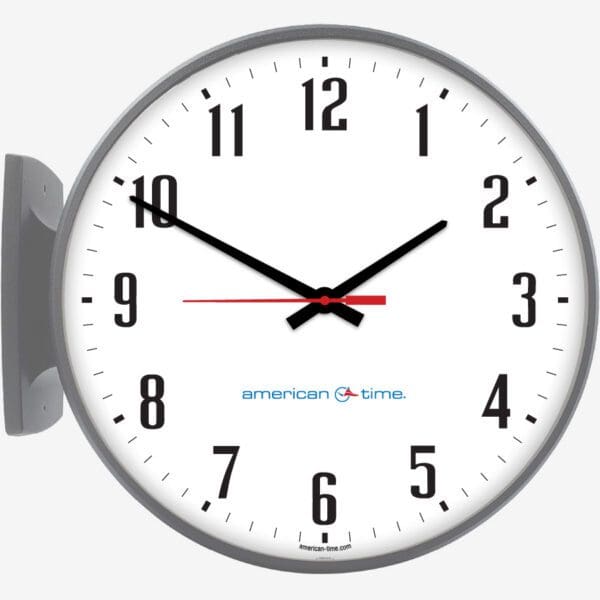 15'' AllSync IQ 24V Round Double Dial Wall Clock (Gray Steel, Dial 89)