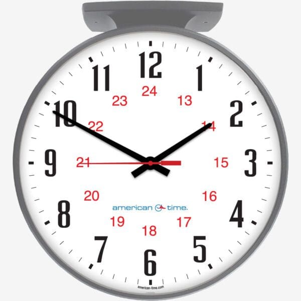 15'' AllSync IQ 120V Round Double Dial Ceiling Clock (Gray Steel, Dial AA)